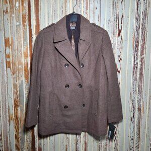 Kenneth Cole Reaction Chestnut Double-Breasted Peacoat Men's Small Wool Blend